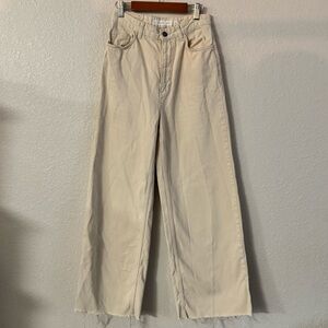 Subdued Womens Super Wide Leg Neutral Jeans Frayed Hem High Rise size 25